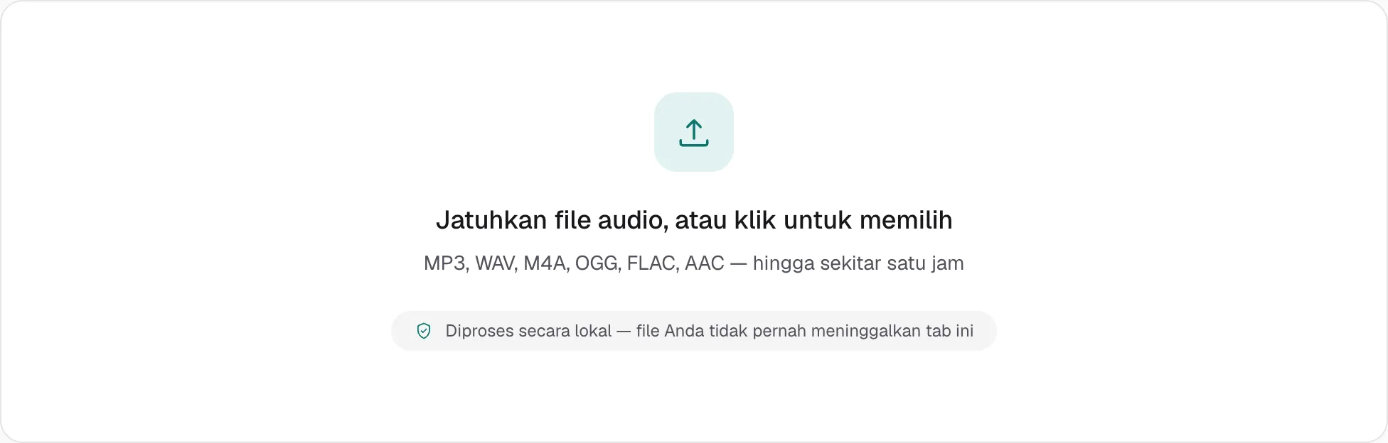 Halaman potong audio sebelum file dibuka. Yang terlihat hanya zona untuk menjatuhkan file.
